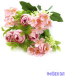  Boglárka + kis virágos selyem csokor 30cm 272 - Cirmos Rózsaszín