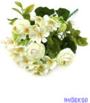  Boglárka + kis virágos selyem csokor 30cm 272 - Törtfehér