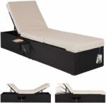 CASARIA Sezlong CASARIA® din polirattan, perna de 7 cm cu husa detasabila, raft lateral, capacitate 400 kg, 200 x 58 x 33 cm (996900)