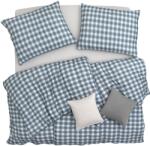 Scanquilt JERSEY ágyneműhuzat, kockás, kék-szürke, 140 × 200/70 × 90 cm (35587)