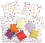 Scanquilt JERSEY ágyneműhuzat, virágok + csíkok, rózsaszín-türkizkék, 140 × 200/70 × 90 cm (35588)