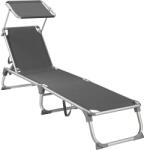 SONGMICS Összecsukható napozóágy, SONGMICS napernyővel, 4 pozícióban állítható háttámla, maximum 150kg, 193x55x31cm, szürke (EZ-GCB19GYV1)