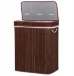 Springos Bambusz Szennyestartó Kosár Fedéllel Háromrekeszes Nagy 100L (HA0067)