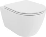 Mexen Carmen, falra akasztható wc csésze 490x365x340 mm, Perem nélküli Tornado + duroplast wc ülőke, fényes fehér, 30880300T (30880300T)