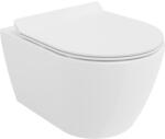 Mexen Carmen, falra akasztható wc csésze 490x365x340 mm, Perem nélküli Tornado + duroplast wc ülőke, fényes fehér, 30880100T (30880100T)