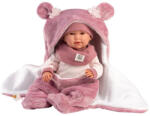 Llorens Llorens: Mimi 42cm-es síró baba rózsaszín macifüles puha hálózsákkal (74130) - jatekshop