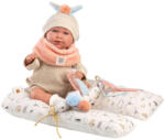 Llorens Llorens: Mimi 42cm-es síró baba füles sapkában párnával (74128) - jatekshop