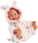 Llorens Llorens: Lány csecsemő baba puha gólya mintás pizsamában 31cm (63312) - jatekshop