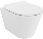 Mexen Rico, falra akasztható wc csésze 490x360x370 mm, Perem nélküli Tornado + duroplast wc ülőke, fényes fehér, 30720100T (30720100T)