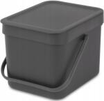 Brabantia Sort & Go konyhai szemetes felnyitható fedéllel, 6L, sötét szürke (BR-10-98-67)