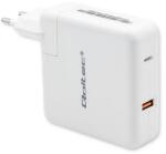 Qoltec GaN FAST 108W teljesítményű töltő | 5-20V | 3-4.7A | USB C | Laptop | Okostelefon | Fehér (51710)