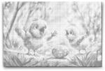  PontPöttyöző - Éneklős csibék Méret: 40x60cm, Keretezés: Keret nélkül (csak a vászon), Szín: Zöld