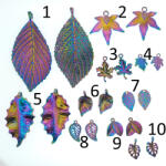  Szivárványos Színű (3) Falevél Medál Fülbevaló Alap 23x16mm (2db)