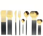 Cheffinger Set tacamuri din inox 24 de piese Cheffinger, Gold/Black (CF22128) Tacam