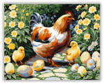  Tyúk és Csibék Húsvéti Kertben - számfestő készlet
