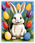 Számfestő Mosolygó Nyuszi Tulipánokkal - számfestő készlet (crea6748)