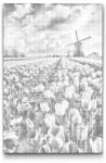 PontPöttyöző - Szélmalmok a tulipánmezőn Méret: 40x60cm, Keretezés: Műanyagtáblával, Szín: Fekete