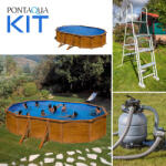 Pontaqua KIT WOOD fémfalas családi medence szett 610 x 375 x 120 cm (FFA_865) - aqualing