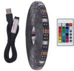 MRG M725 LED szalag távirányítóval, RGB 5050, 3M hosszú, autós TV-hez, kültéri, beltéri, öntapadós, szilikon (1166)