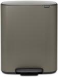 Brabantia Bo Pedal Bin Pedálos Szelektív Hulladékgyűjtő - 2x30 L, O Méret, Acél, Platinaszürke