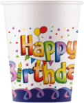 Procos Szivárványos szülinapi "Happy Birthday" feliratú papírpohár 8db-os szett 200ml (93502)