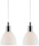 Nordlux Két darab Ray opál fehér üveg függőlámpa készlet 12 cm, ezüst felfüggesztéssel (NL-63233033)