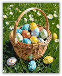  Húsvéti Kosár Színes Tojásokkal és Margarétákkal - számfestő készlet