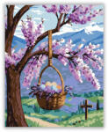 Húsvéti Kosár Virágzó Ágon - számfestő készlet