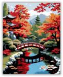  Japánkert Piros Híddal és Őszi Lombozattal - számfestő készlet