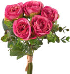 Valex Decor Eukaliptuszos rózsa selyemvirág csokor, 36cm magas - Pink (LD010-02)