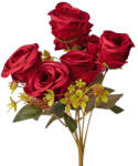 Valex Decor Rózsa selyemvirág csokor, 7 ágú, 31cm magas - Bordó (LD011-02)