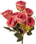 Valex Decor Rózsa selyemvirág csokor, 7 ágú, 31cm magas - Rózsaszín (LD011-01)