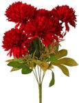 Valex Decor Krizantém selyemvirág csokor, 7 ágú, 42cm magas, virágfej: 9cm - Piros (LD023-04)