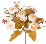 Valex Decor Peónia selyemvirág csokor, 5 ágú, 28cm magas - Fehér (LD005-01)