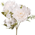 Valex Decor Hortenzia selyemvirág csokor, 5 ágú, 30cm magas - Fehér (LD009-01)