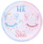  He or She - Papírtányér babaváró bulira - 6 db (640598)