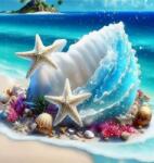 NORIMPEX - Puzzle Pictura cu diamant: Scoici pe insulă 30x40 cm - 1 - 39 piese