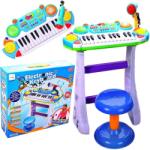 AS Instrument muzical pianina electronica Malplay cu scaun si microfon 45 cm inaltime albastru (BB335B) - kidostore