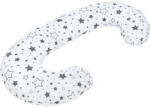 New Baby Perna alaptare, New Baby, Cu husa detasabila, In forma de C, Bumbac, Diametru 16 cm, Lungime in jurul circumferintei 285 cm, Stars White Grey (35211)