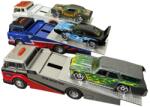 DIECAST Masina Camion cu Trailer rampa + masinuta, 3 culori diferite1/43 (36659)