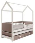  Pat Copii Montessori JASPIS Dublu Cu Saltea Alb 90x200cm