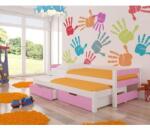  Pat Dormitor Dublu Cu Saltea FRAGA Alb/Roz 90x200cm