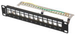 Lanberg Üres patch panel 12 port 1U 10" FTP, árnyékolt, tehermentesítővel, fekete V2 (PPKS-9212-B) - shop