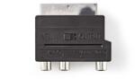 Nedis CVGP31902BK SCART apa - S-Video anya/3x RCA anya nikkelezett, kapcsolható, ABS, fekete SCART adapter (CVGP31902BK)