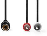 Nedis CAGB24020BK0 0, 20m 1x RCA aljzat - 2x RCA dugó sztereó audio kábel (CAGB24020BK02)