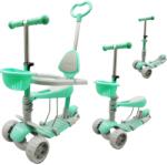 Pepita Ace 5в1 Многофункционален детски скутер със седалка и дръжка за бутане - зелен (MS-KK702-3-green) Тротинетка, скутер