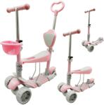 Pepita Ace 5в1 Многофункционален детски скутер със седалка и дръжка за бутане - розово (MS-KK702-3) Тротинетка, скутер
