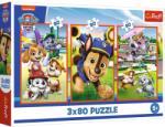Trefl Puzzle pentru copii Trefl din 3 x 80 piese - Gașca lui Patrula căţeluşilor (34886) Puzzle
