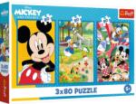 Trefl Puzzle pentru copii Trefl din 3 x 80 piese - Prietenii lui Mickey Mouse (34887) Puzzle