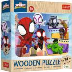 Trefl Puzzle din lemn pentru copii Trefl din 24 piese - Îndrăznețul Spidey și prietenii săi (20274) Puzzle